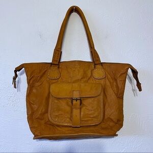 Noonday Rustic Leather Tote Shoulder Bag zipper